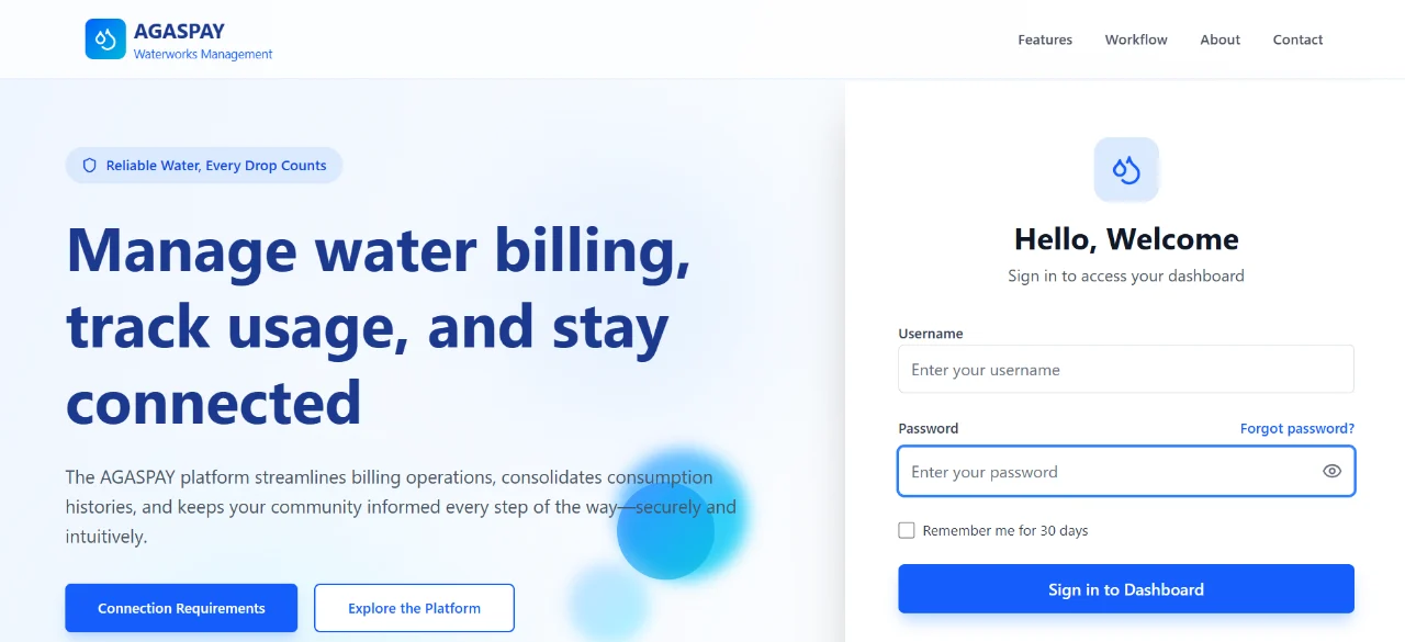 AGASPAY — water billing and usage management platform
